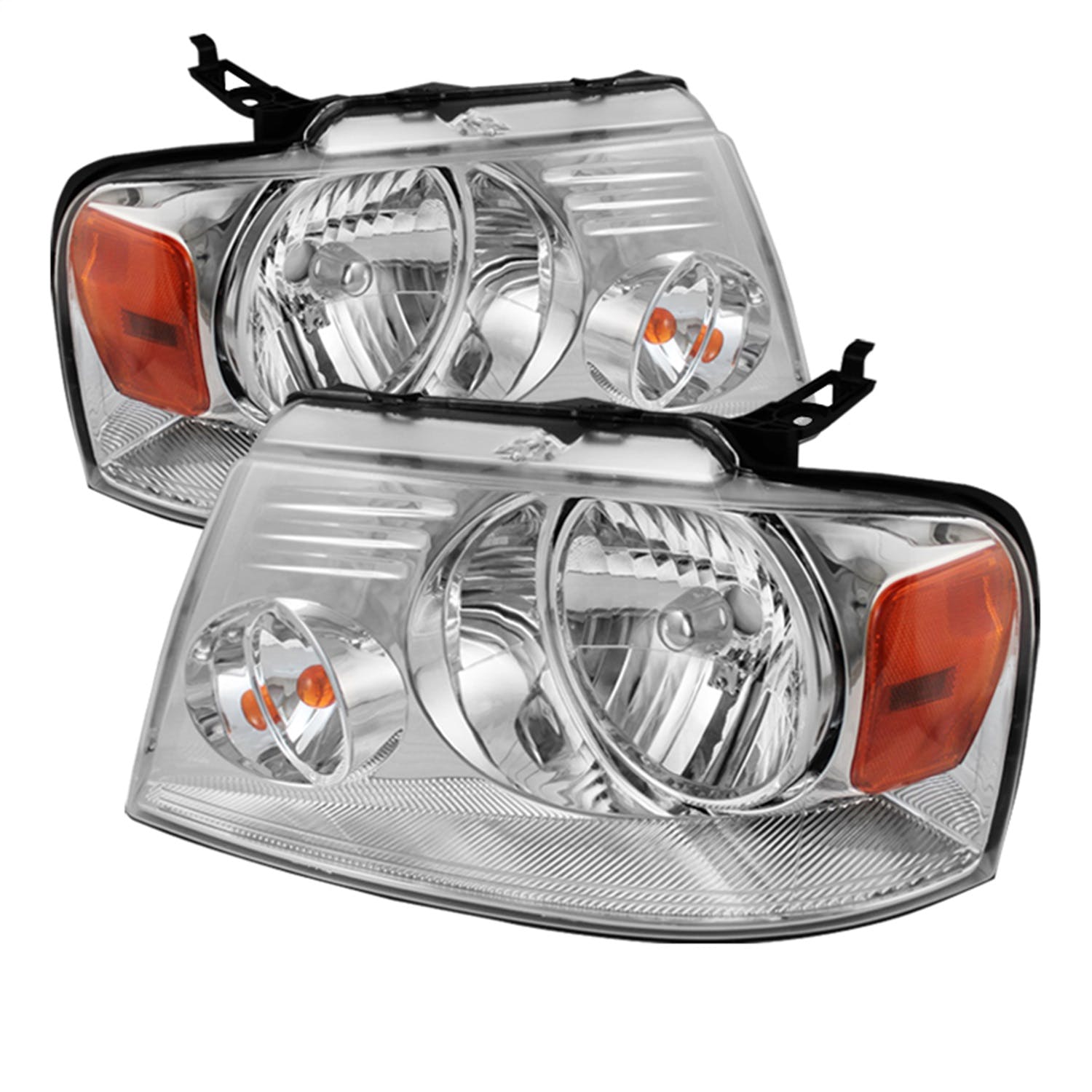 XTUNE POWER 5069825 Ford F150 04 08 Amber Crystal Headlights Chrome