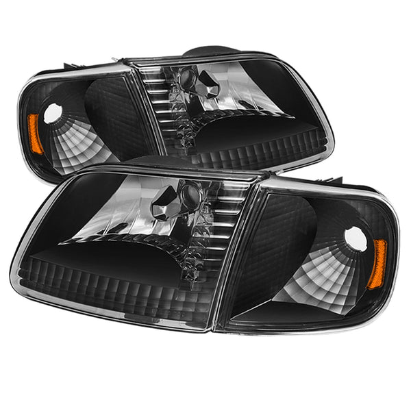 XTUNE POWER 5070319 Ford F150 97 03 Expedition 97 02 Crystal Headlights with Corner Black