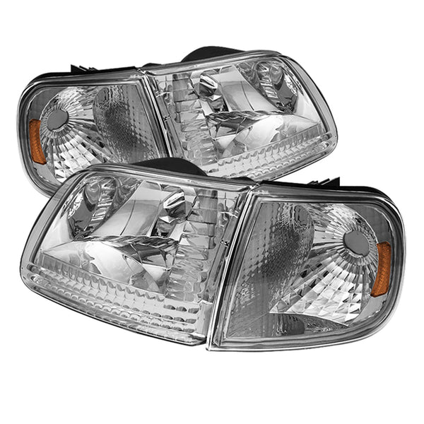 XTUNE POWER 5070326 Ford F150 97 03 Expedition 97 02 Crystal Headlights with Corner Chrome