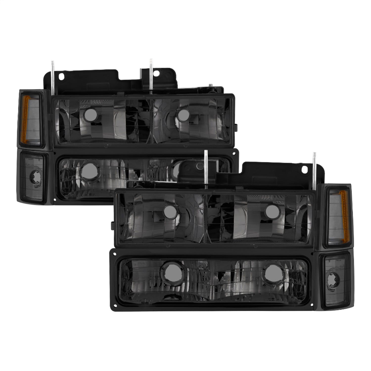 XTUNE POWER 5072238 Chevy C K Series 1500 2500 3500 94 98 Chevy Tahoe 95 99 Chevy Silverado 94 98 Chevy Suburban 94 98 Chevy Suburban 94 98 ( Not Compatible With Seal Beam Headlight ) Headlights with Corner and Parking Lights 8pcs sets Smoked