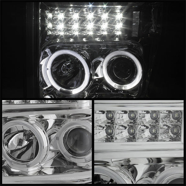 XTUNE POWER 5076274 Ford F250 350 450 Super Duty 08 10 Projector Headlights LED Halo Low Beam H1(Included) ; High Beam H1(Included) Chrome
