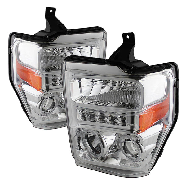 XTUNE POWER 5076274 Ford F250 350 450 Super Duty 08 10 Projector Headlights LED Halo Low Beam H1(Included) ; High Beam H1(Included) Chrome
