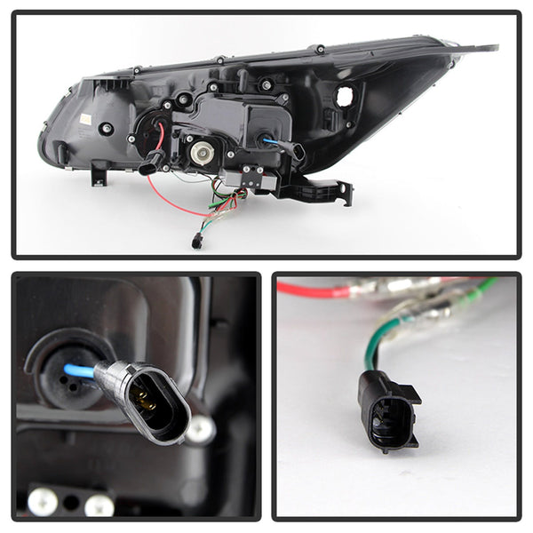 Spyder Auto 5080530 (Spyder) Honda Accord 2013-2015 4DR Projector Headlights-Light Bar DRL-Black