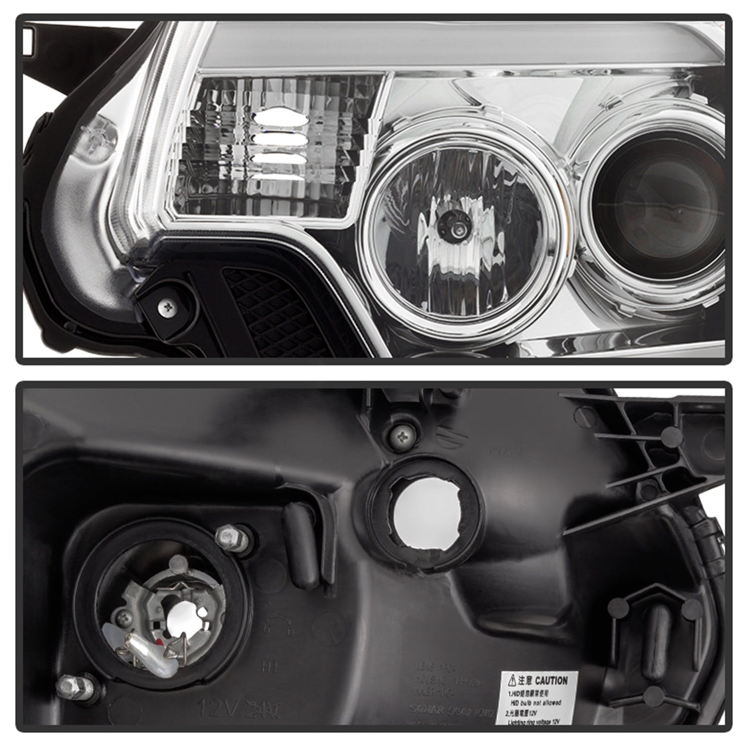 Spyder Auto 5081704 (Spyder) Toyota Tacoma 12-15 Projector Headlights-Light Bar DRL-Chrome