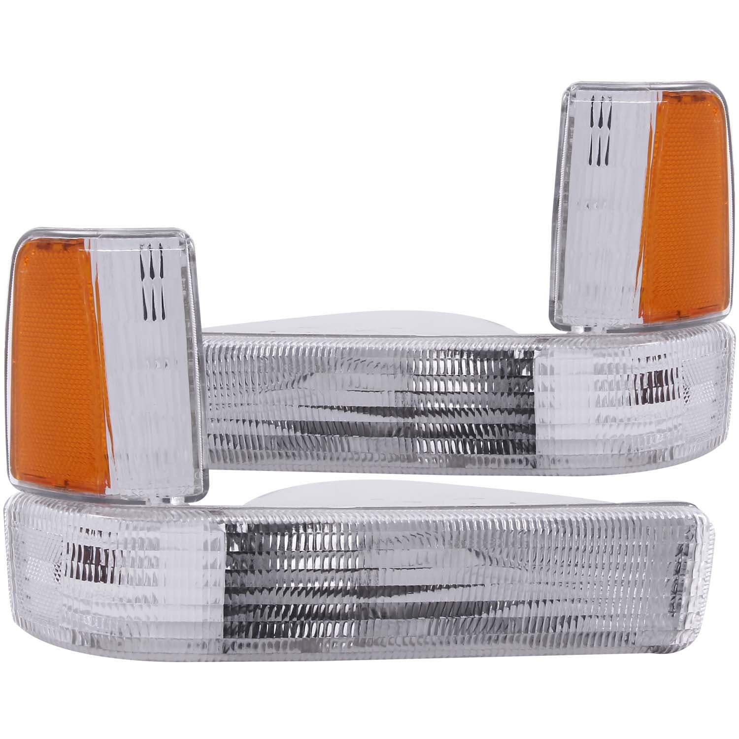 AnzoUSA 511047 Euro Parking Lights Chrome with Amber Reflector