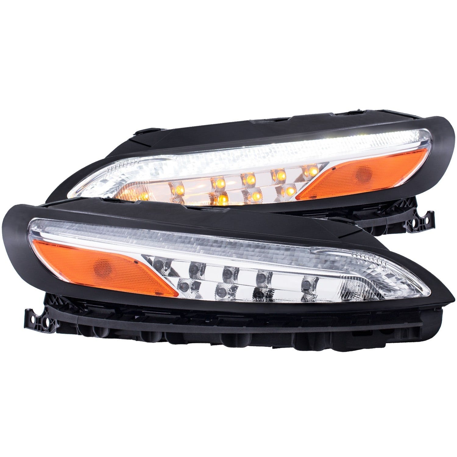 AnzoUSA 511081 LED Parking Lights Chrome with Amber Reflector