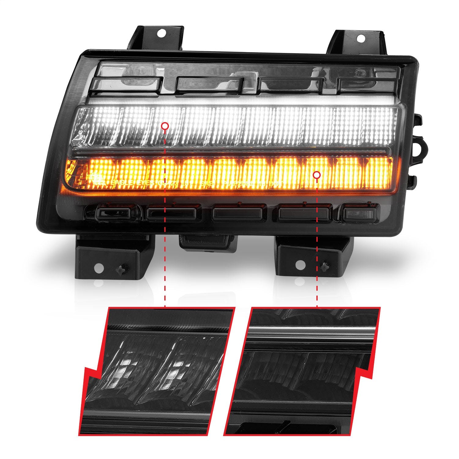 AnzoUSA 511087 LED Side Markers Chrome Housing Smoke Lens with Sequential Signal