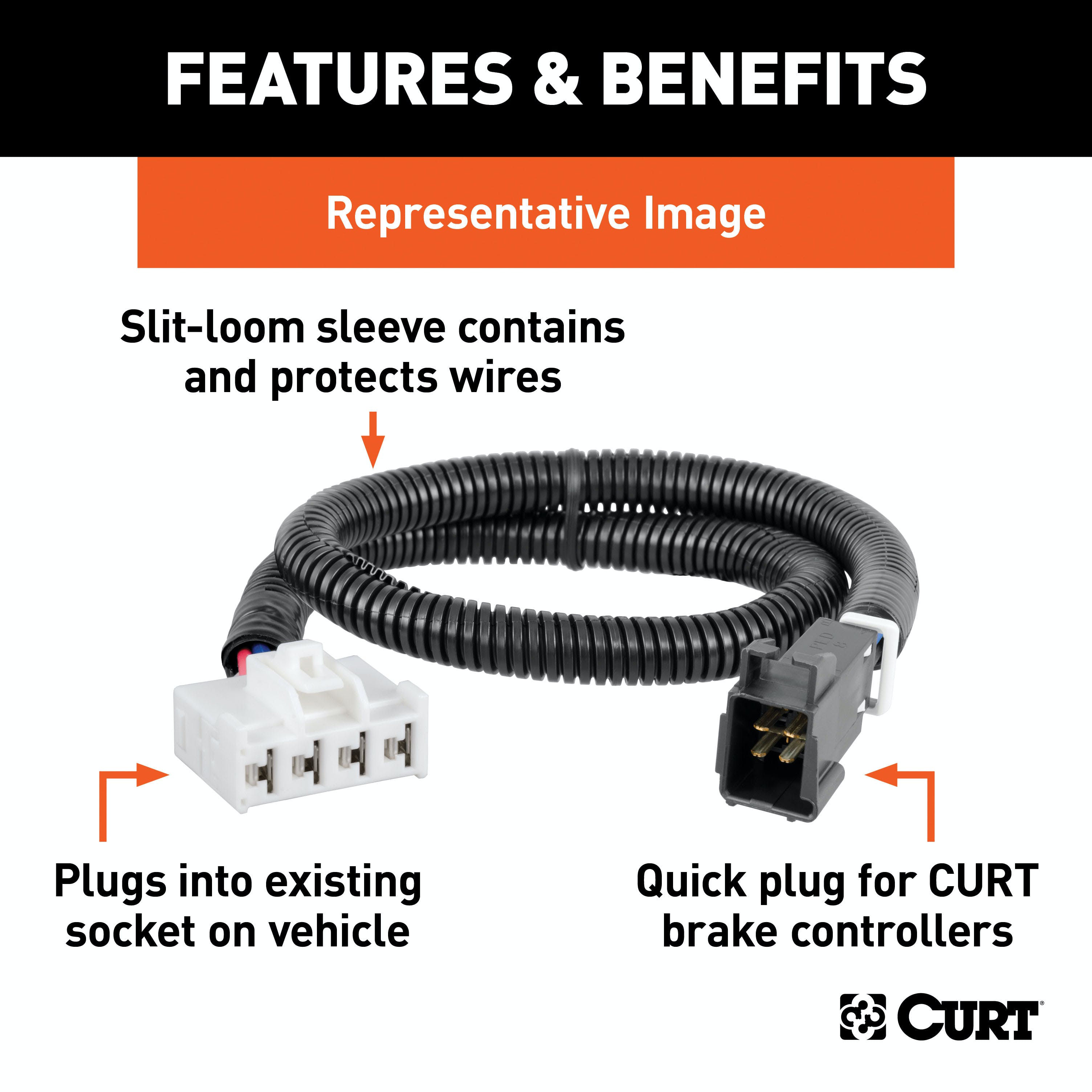 CURT 51458 Brake Controller Harness, Select Ram 1500, 2500, 3500, 4500, 5500 (Packaged)
