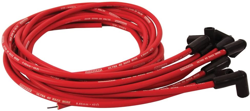 Moroso 73686 Ultra 40 Red Custom Wire Set (Unsleeved, SBC, Under Header/HEI)