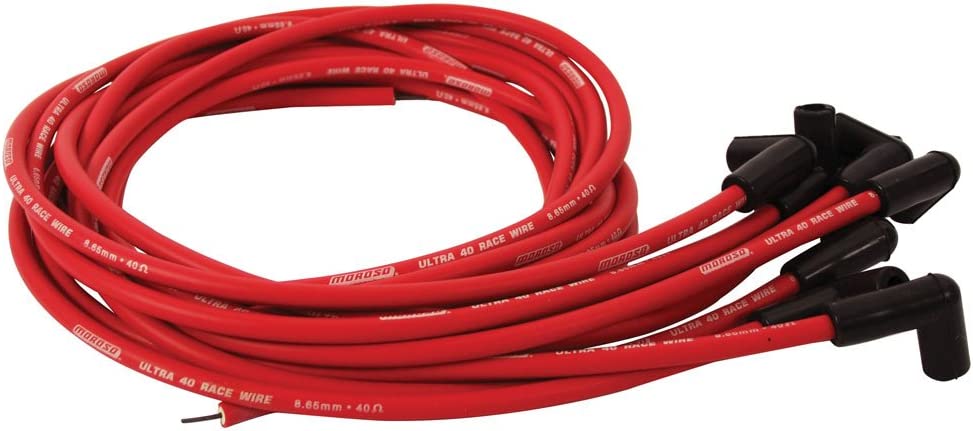 Moroso 73688 Ultra 40 Red Custom Wire Set (Unsleeved, BBC, Over VC/HEI Cap)