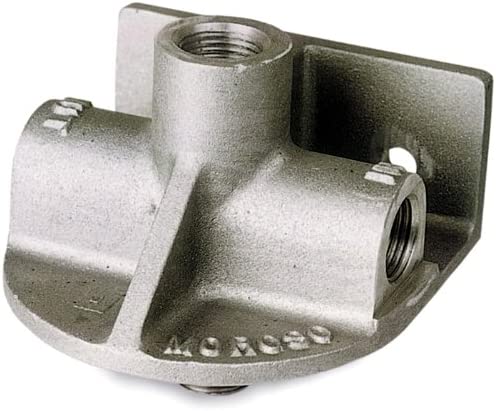 Moroso 23750 Remote Oil Filter Mount (Chevy V8 Spin-On Filters; Inlet Right/Outlet Left)