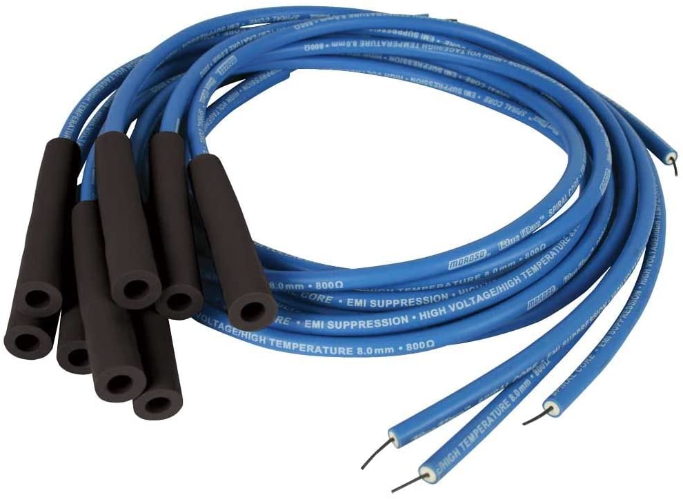 Moroso 73226 Blue Max Universal Spiral Core Wire Set (Blue/Unsleeved/8-Cyl./Straight Boots)