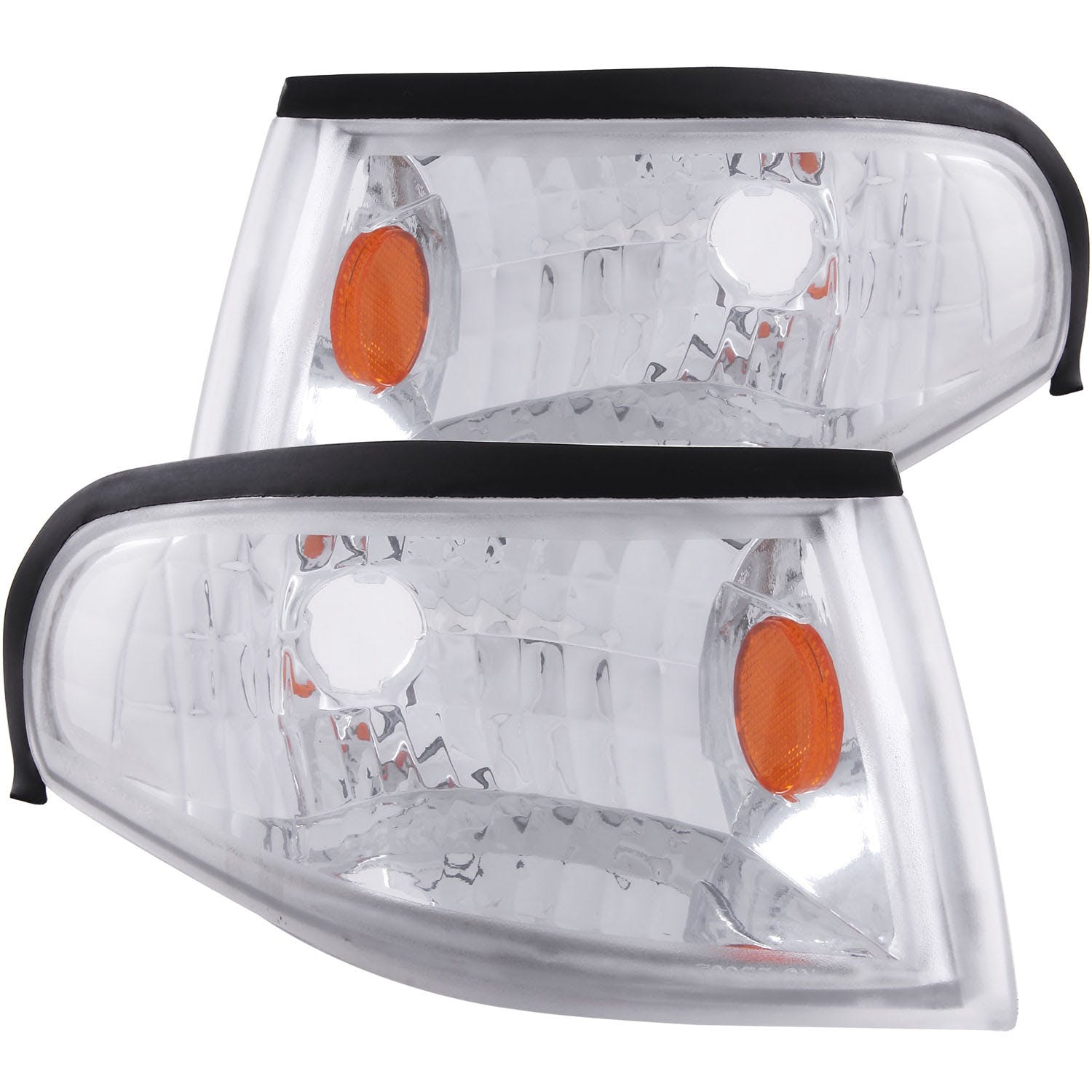 AnzoUSA 521016 Euro Corner Lights Chrome with Amber Reflector
