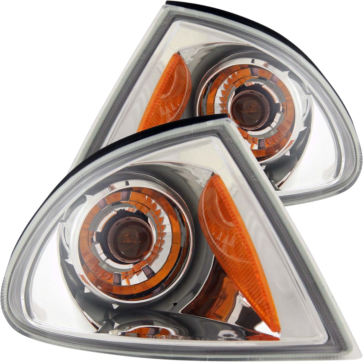 AnzoUSA 521027 Euro Corner Lights Chrome with Amber Reflector