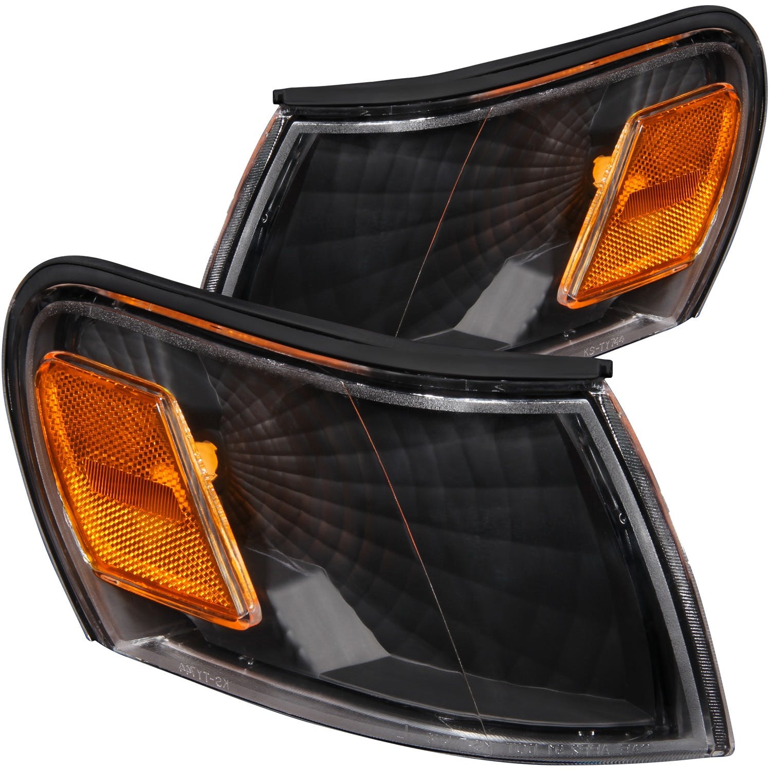 AnzoUSA 521036 Euro Corner Lights Black with Amber Reflector