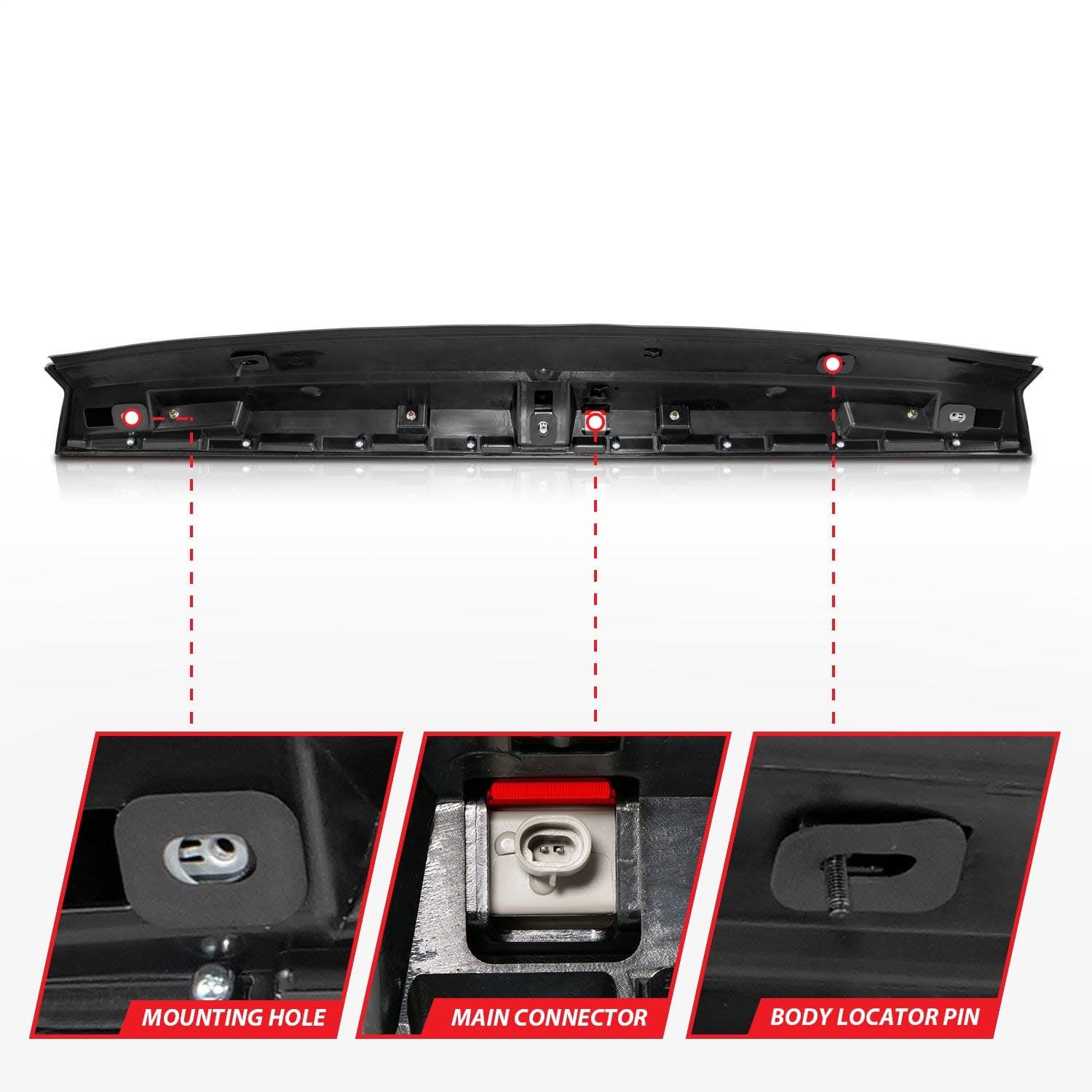 AnzoUSA 531110 LED 3rd Brake Light Black Housing Red Lens With Spoiler