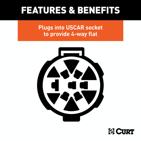 CURT 55515 Replacement OE 4-Way Flat Socket (Plugs into USCAR)