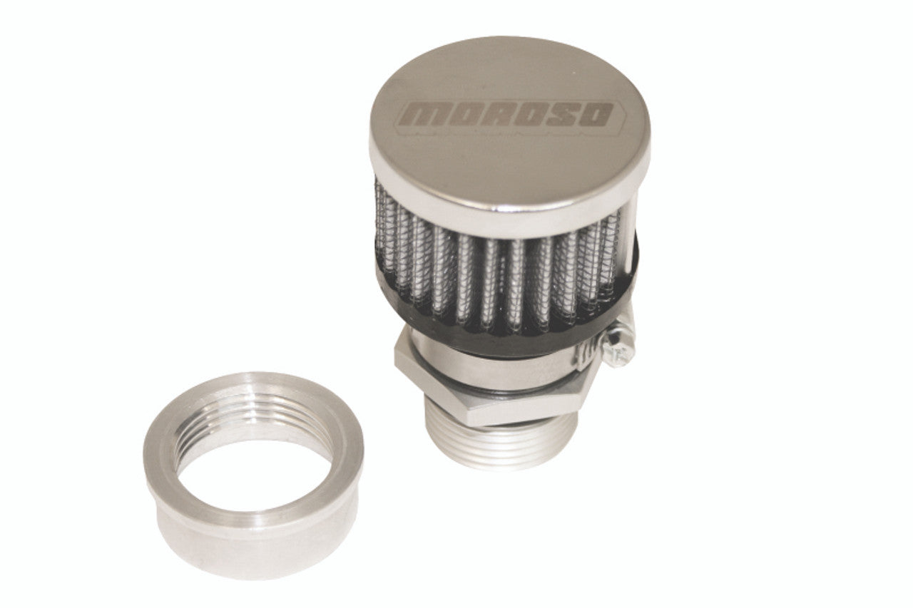 Moroso 68852 U-Weld Aluminum Valve Cover Breather Kit (Chrome Breather)