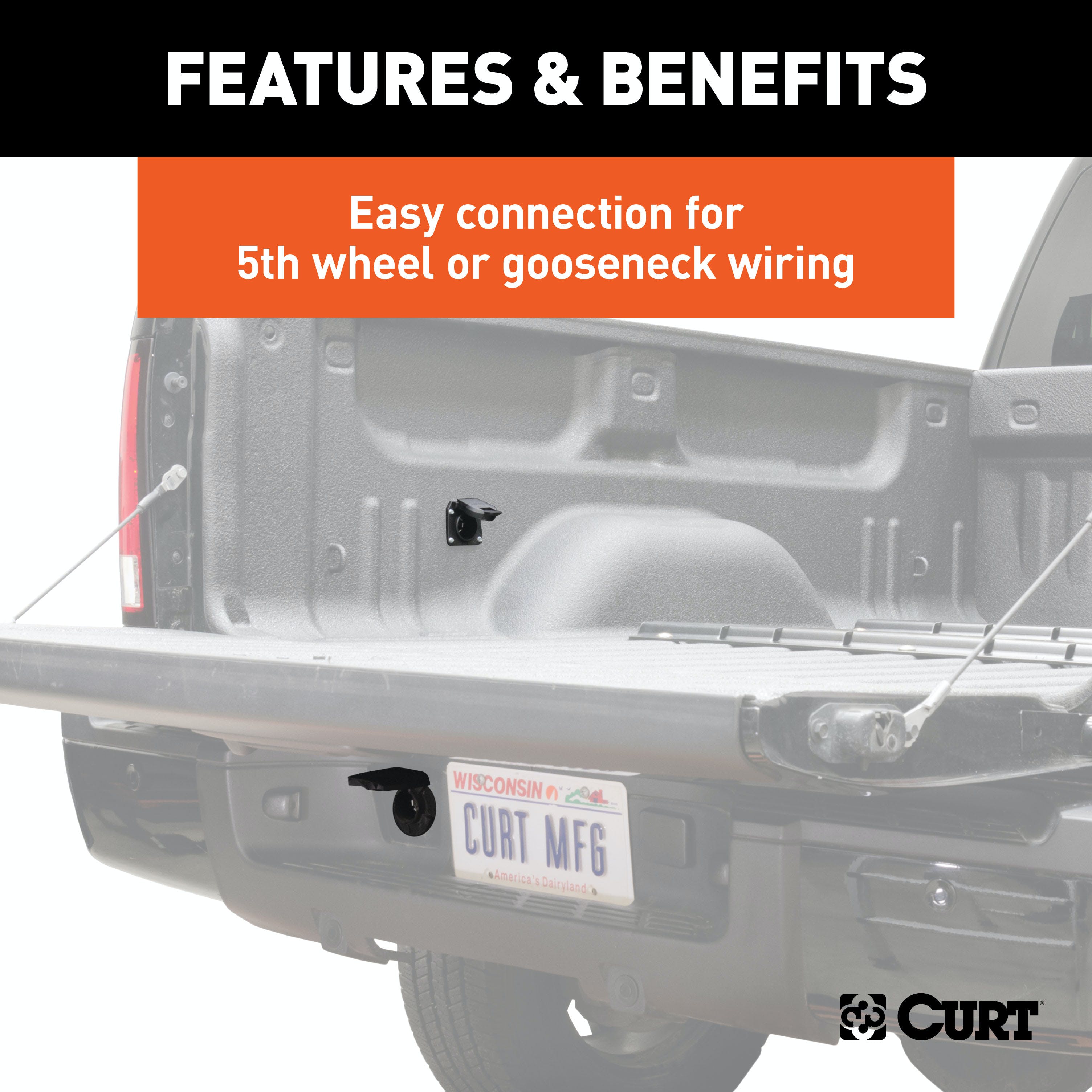 CURT 56070010 7' Custom Wiring Extension Harnesses (Adds 7-Way RV Blade to Truck Bed, 10-Pack)