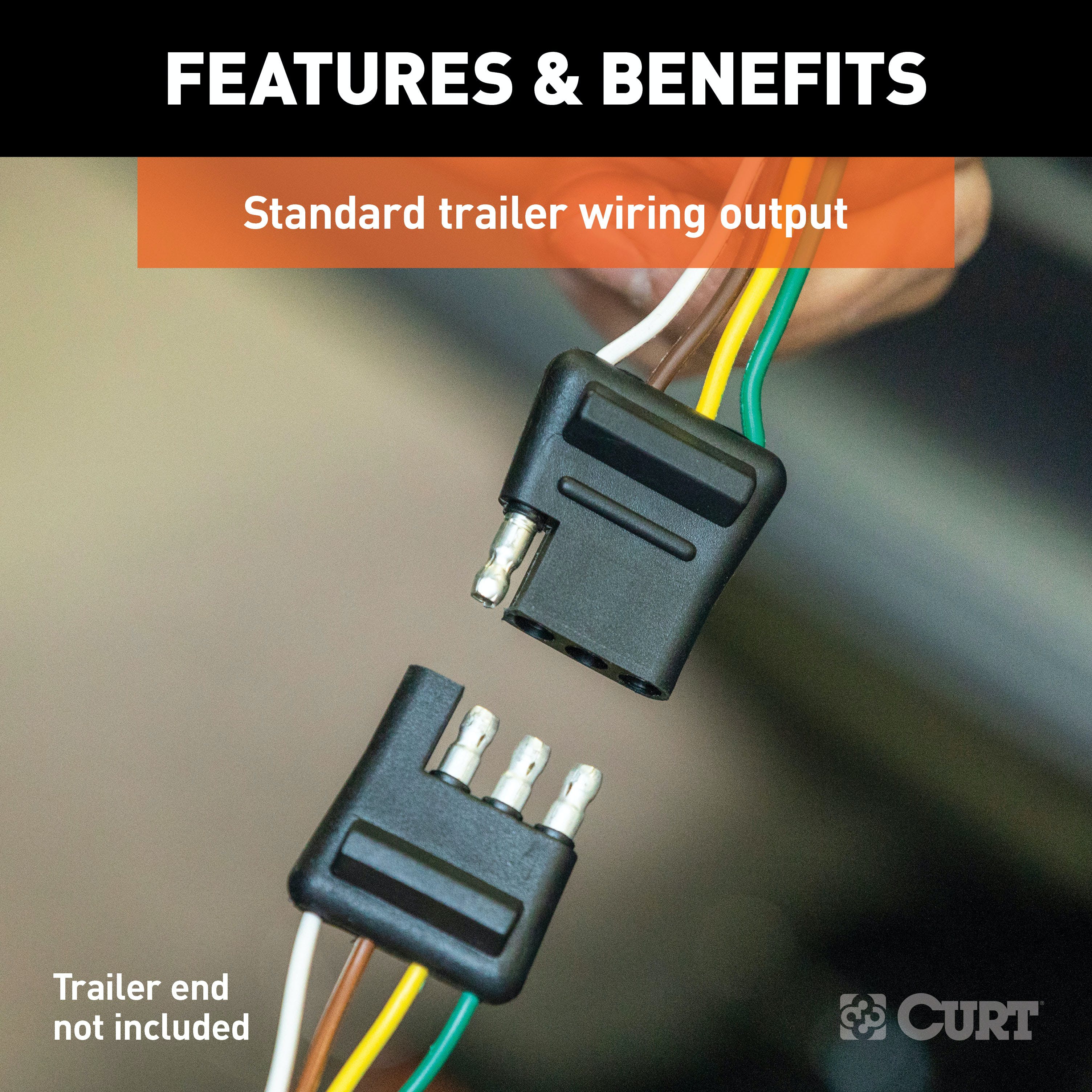 CURT 56233 Custom Wiring Harness, 4-Way Flat Output, Select Hyundai Elantra, GT, Ioniq