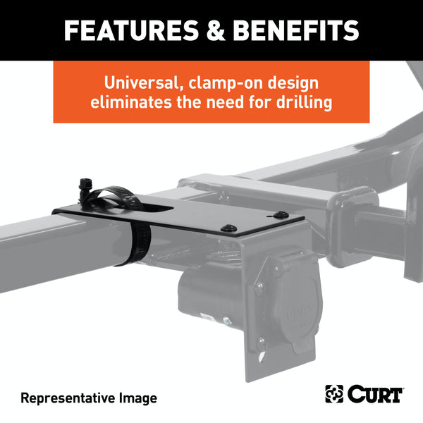 CURT 57204 Connector Bracket Mount for 4, 5 or 6-Way Bracket (Packaged)