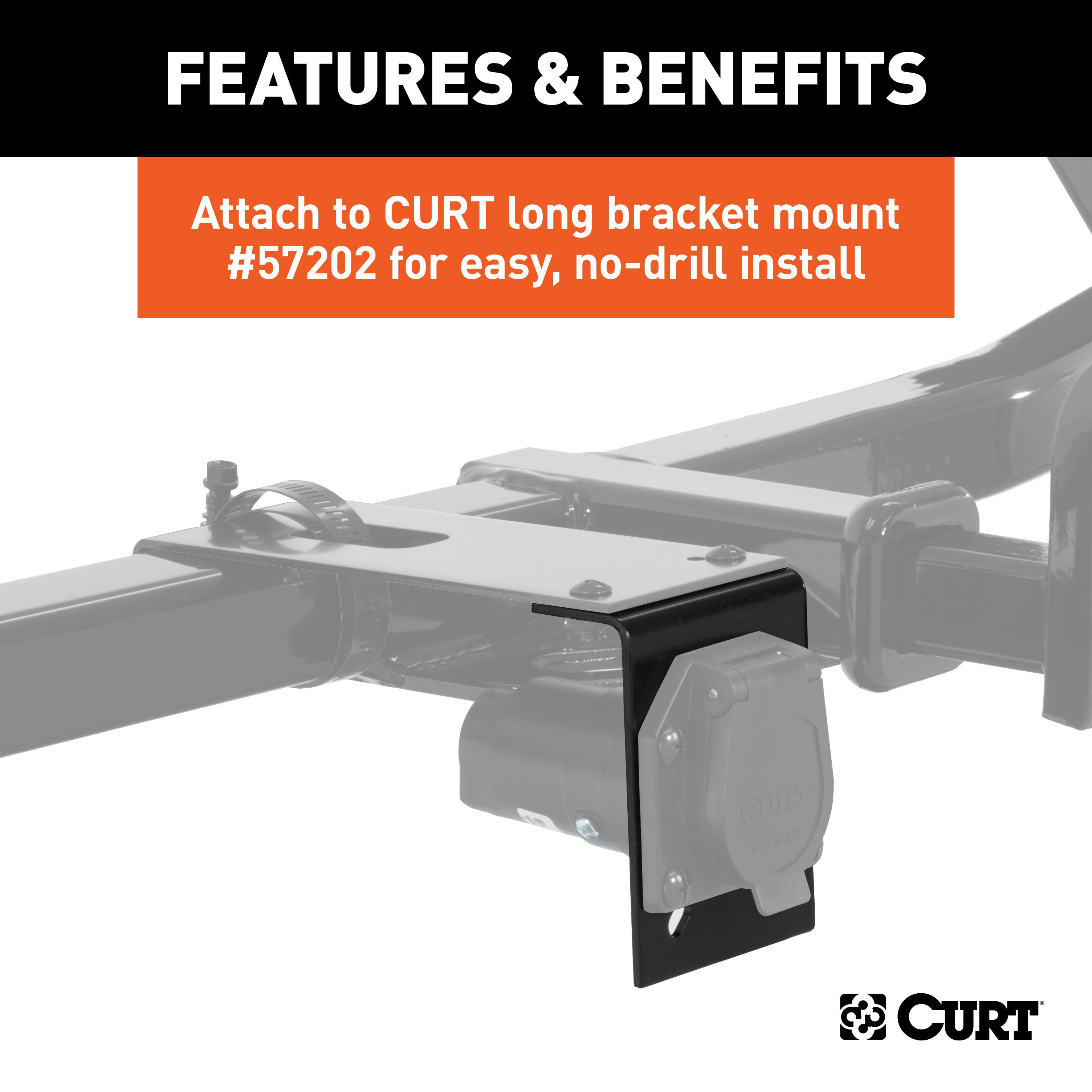 CURT 57205 Connector Mounting Brackets for 7-Way RV Blade (Black, 12-Pack)