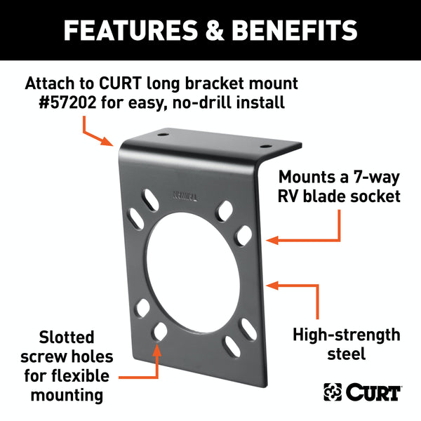CURT 57206 Connector Mounting Bracket for 7-Way RV Blade (Packaged)