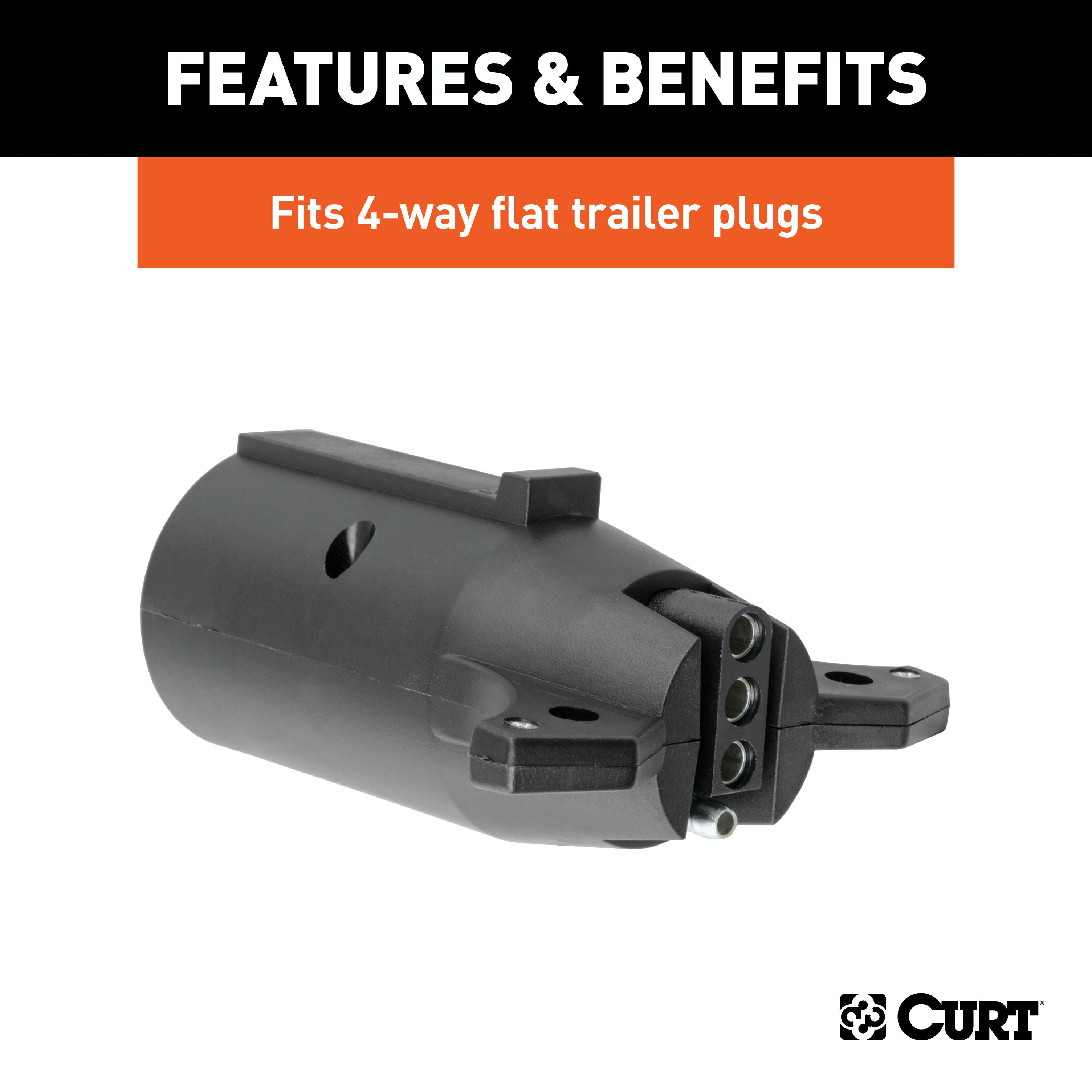 CURT 57240 Electrical Adapter (7-Way RV Blade Vehicle to 4-Way Flat Trailer)