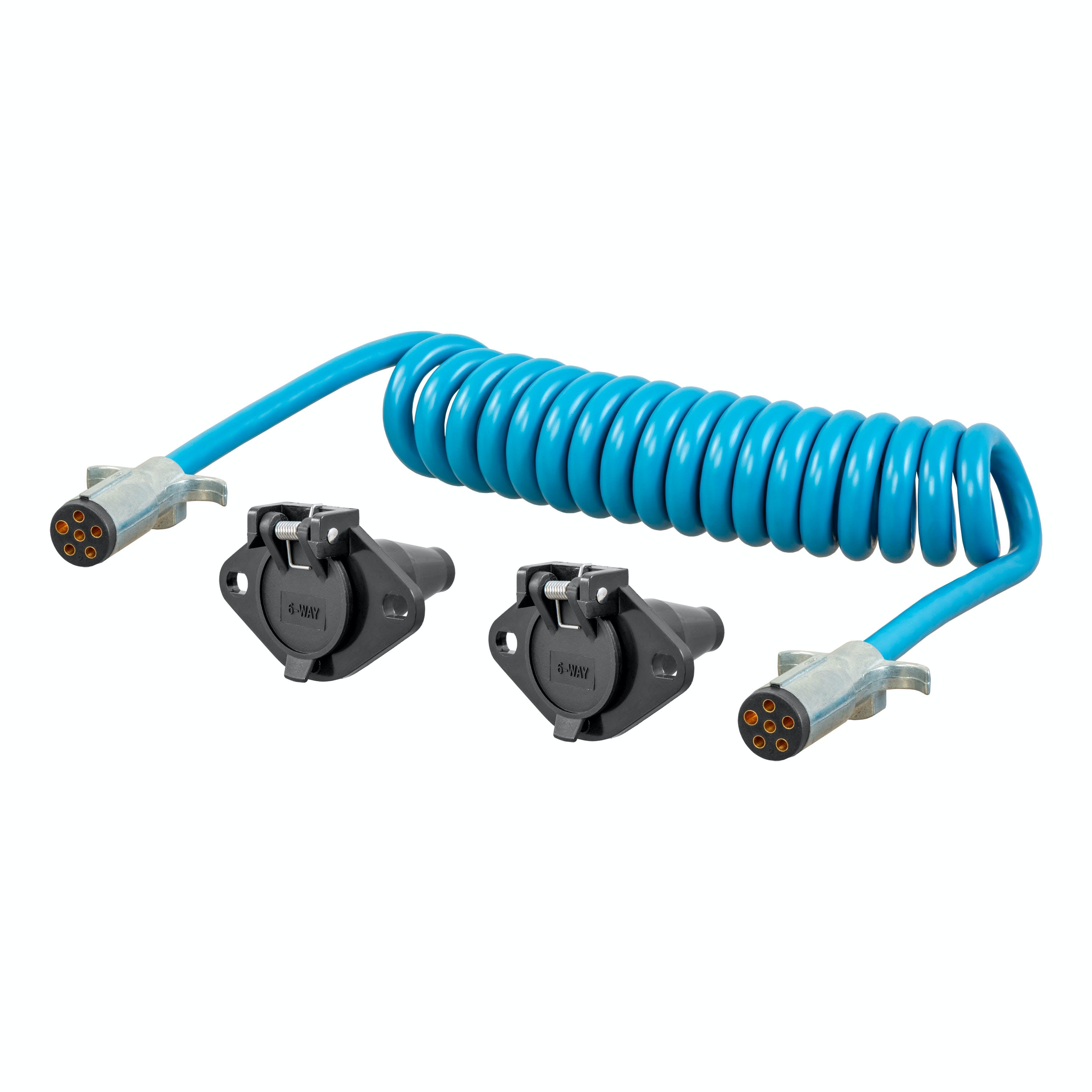 CURT 57286 8' Dinghy Towing Electrical Extension and Sockets (6-Way Round)
