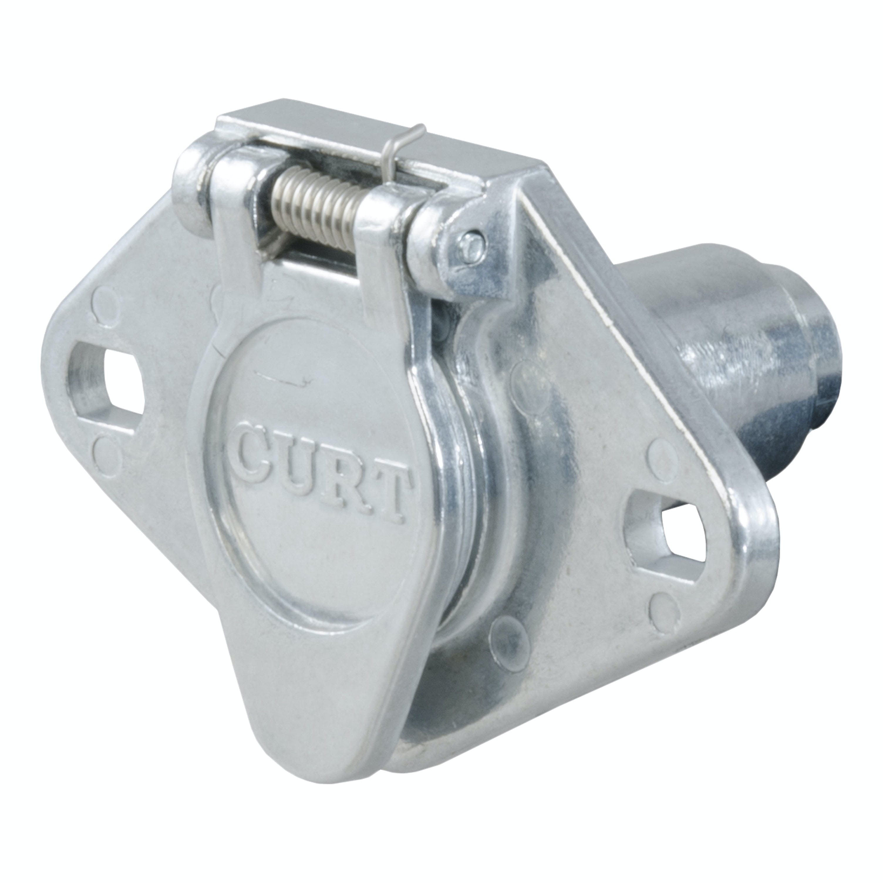 CURT 58090 6-Way Round Connector Socket (Vehicle Side, Diecast Metal)