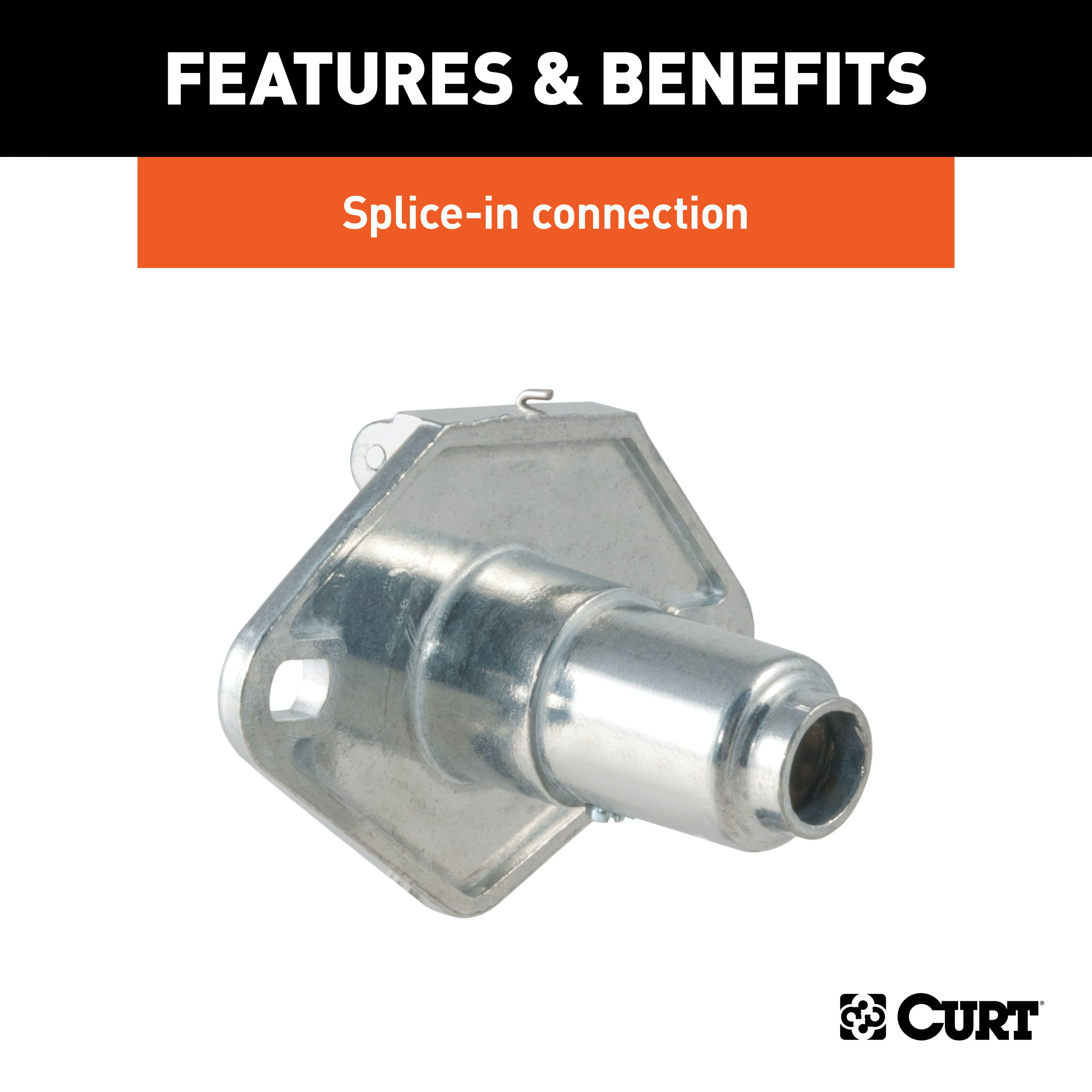 CURT 58091 6-Way Round Connector Socket (Vehicle Side, Packaged)
