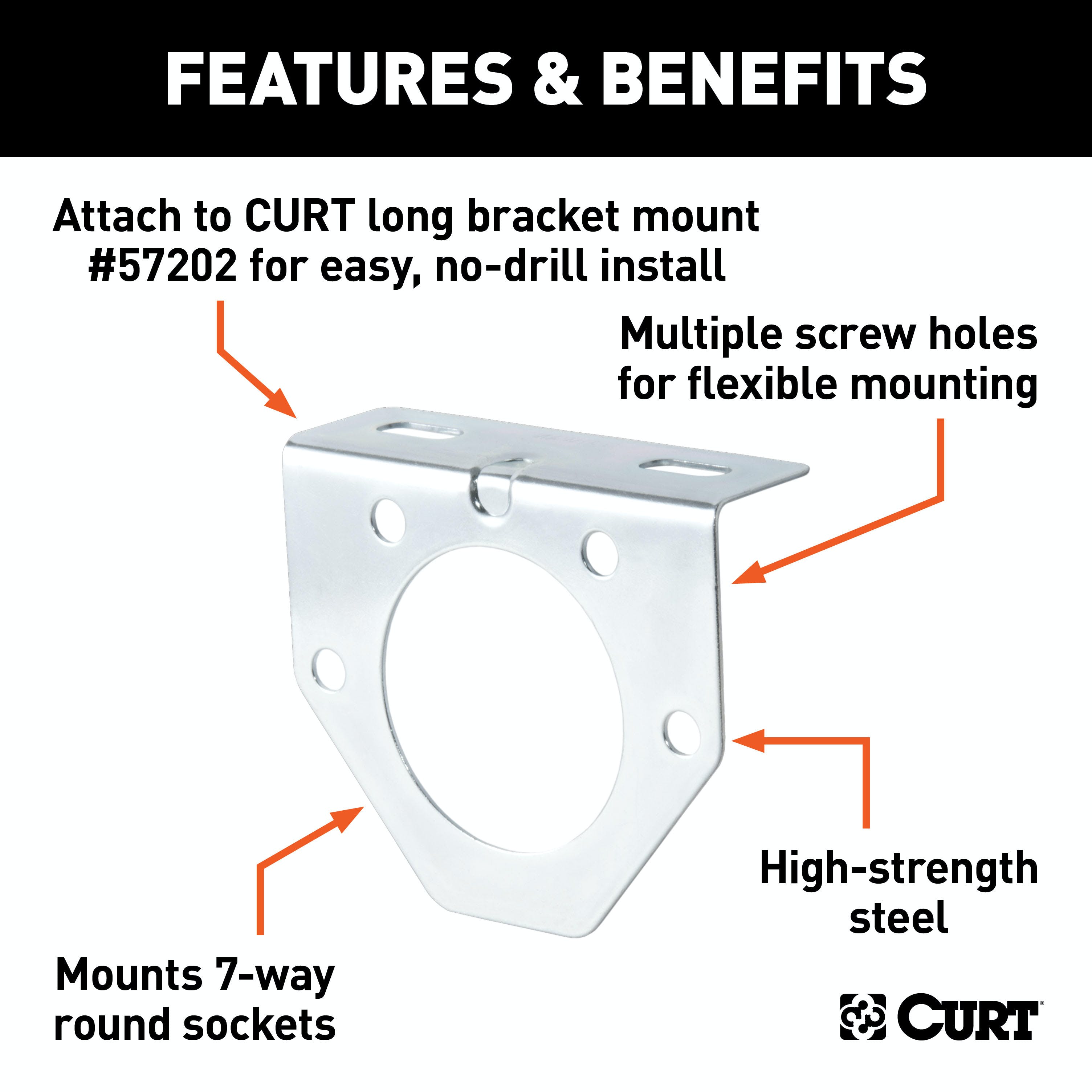 CURT 58222 Connector Mounting Bracket for 7-Way Round