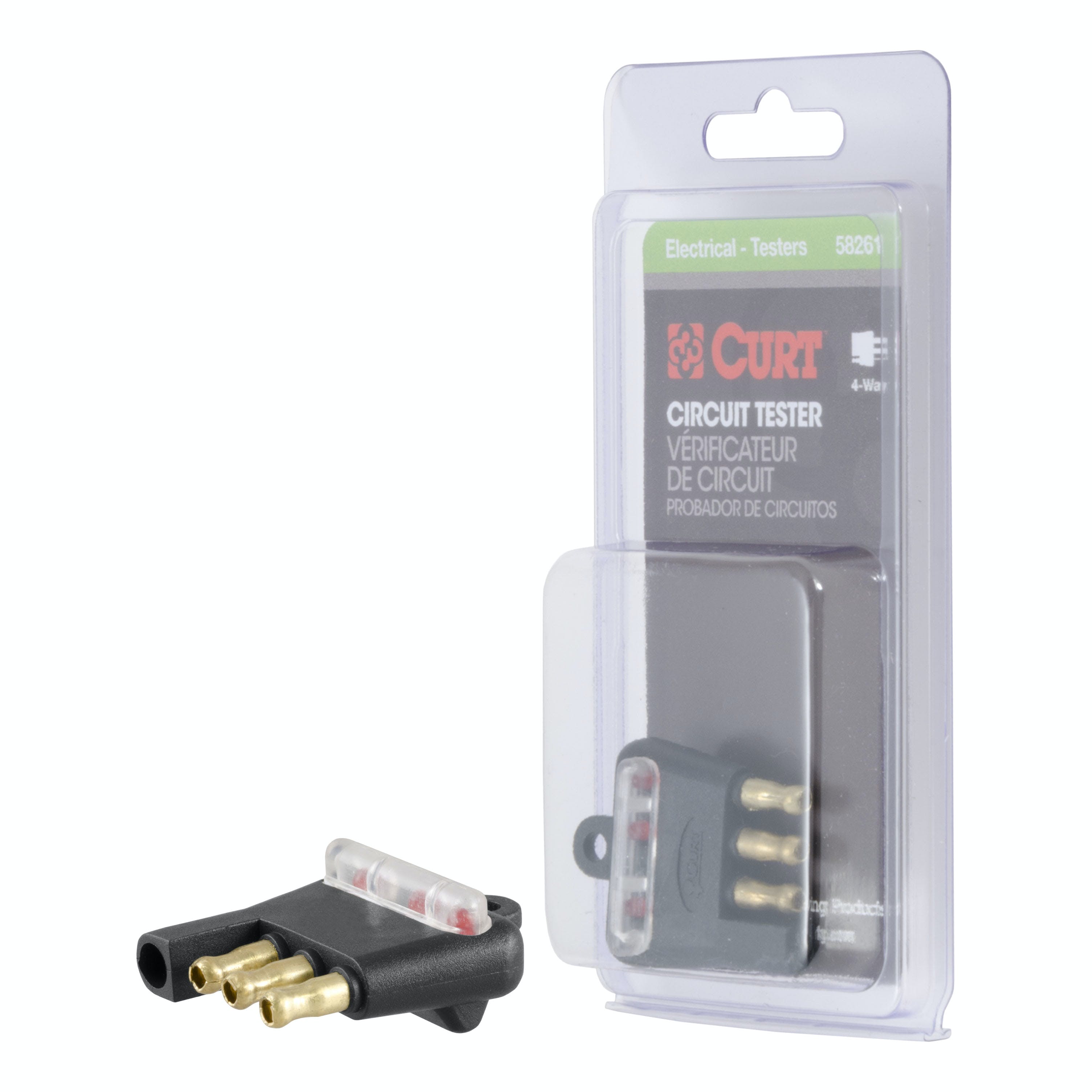 CURT 58261 4-Way Flat Connector Tester (Packaged)