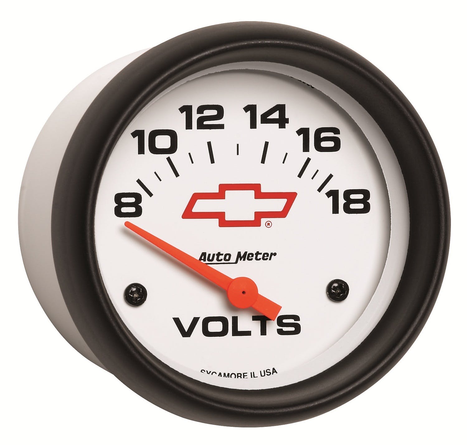 AutoMeter Products 5891-00406 Gauge; Voltmeter; 2 5/8in.; 18V; Electric; GM Bowtie White