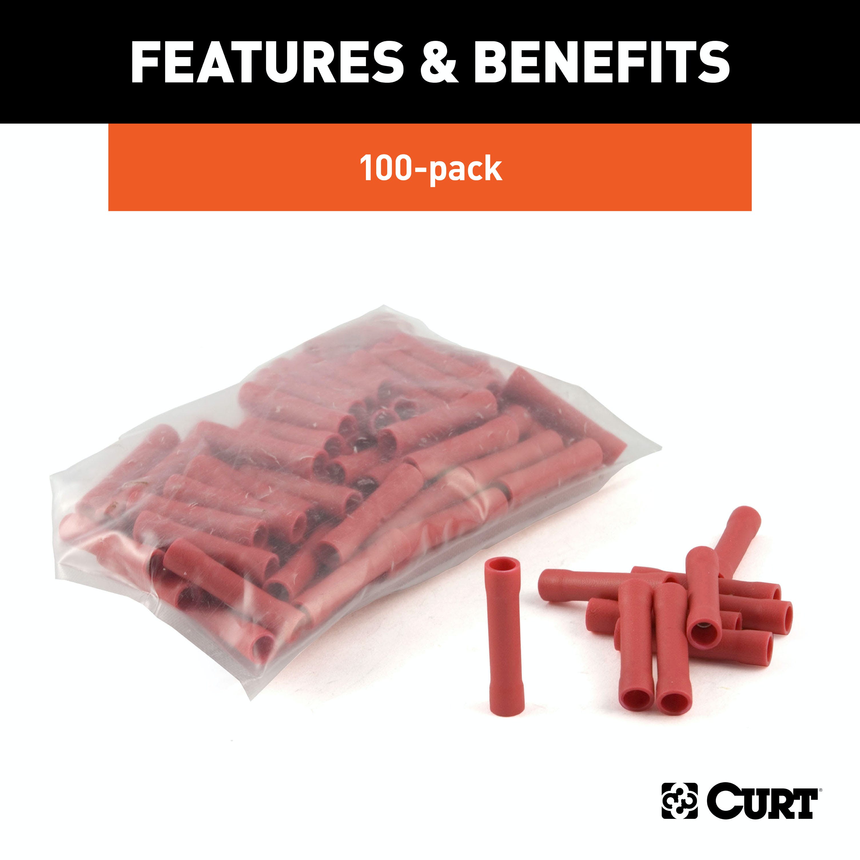 CURT 59421 Butt Connectors (22-18 Wire Gauge, 100-Pack)