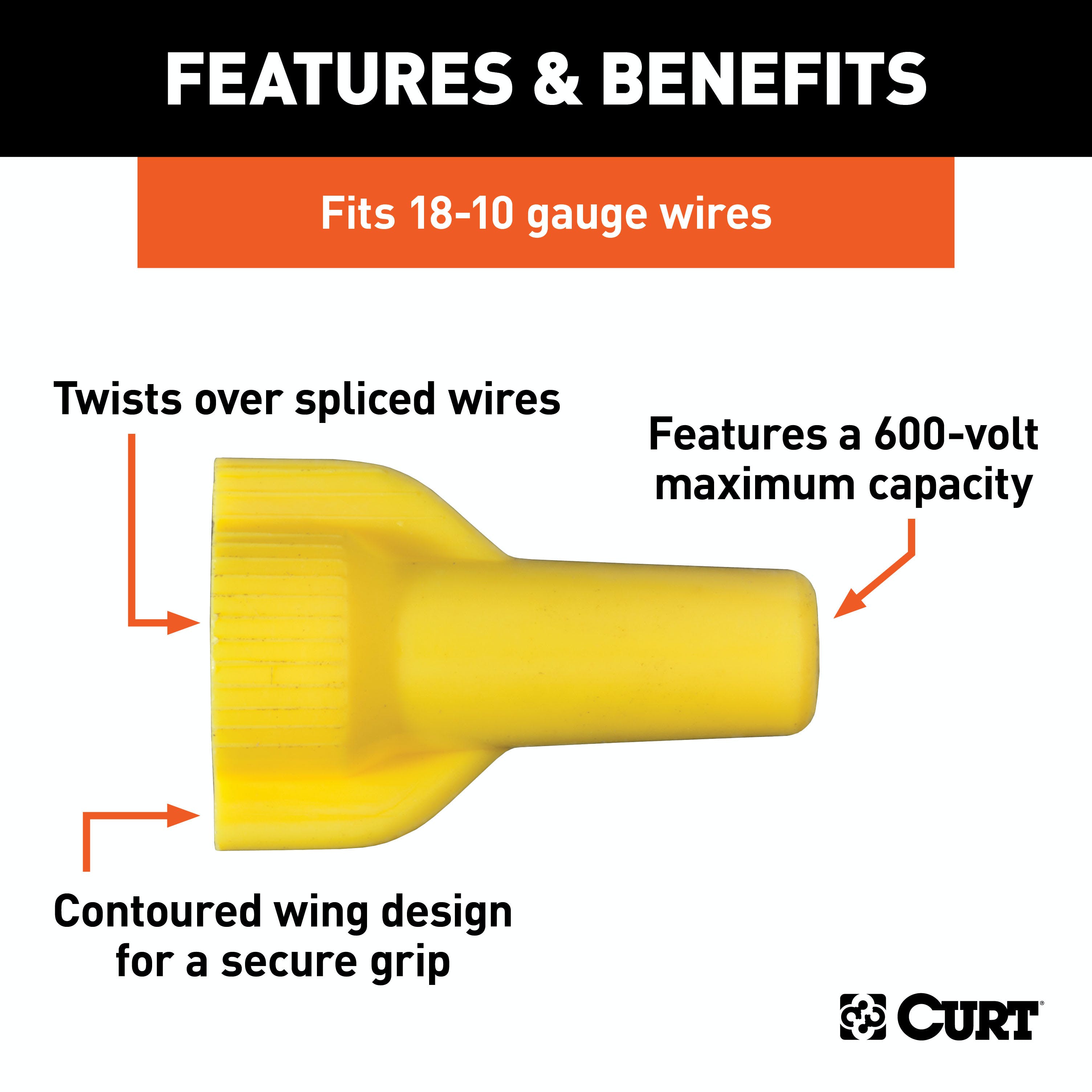 CURT 59901 Twist-On Wire Connectors (18-10 Wire Gauge, 100-Pack)