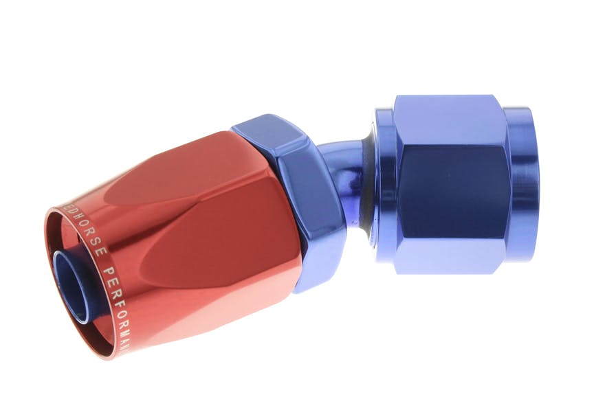 Redhorse Performance 6030-08-1 -08 30 degree Female Aluminum Hose End - red and blue