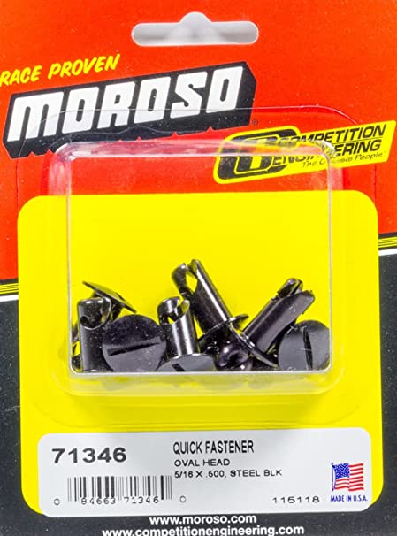 Moroso 71346 5/16 Slotted Oval-Head Quick Fasteners (Black-Steel/.500-Medium/10pk)