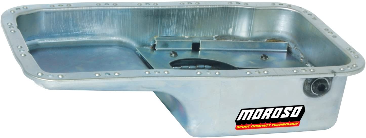 Moroso 20910 Wet Sump Kicked-Out Steel Oil Pan (6 deep/5.5qt/Baffled/Acura/Honda 1.6L)