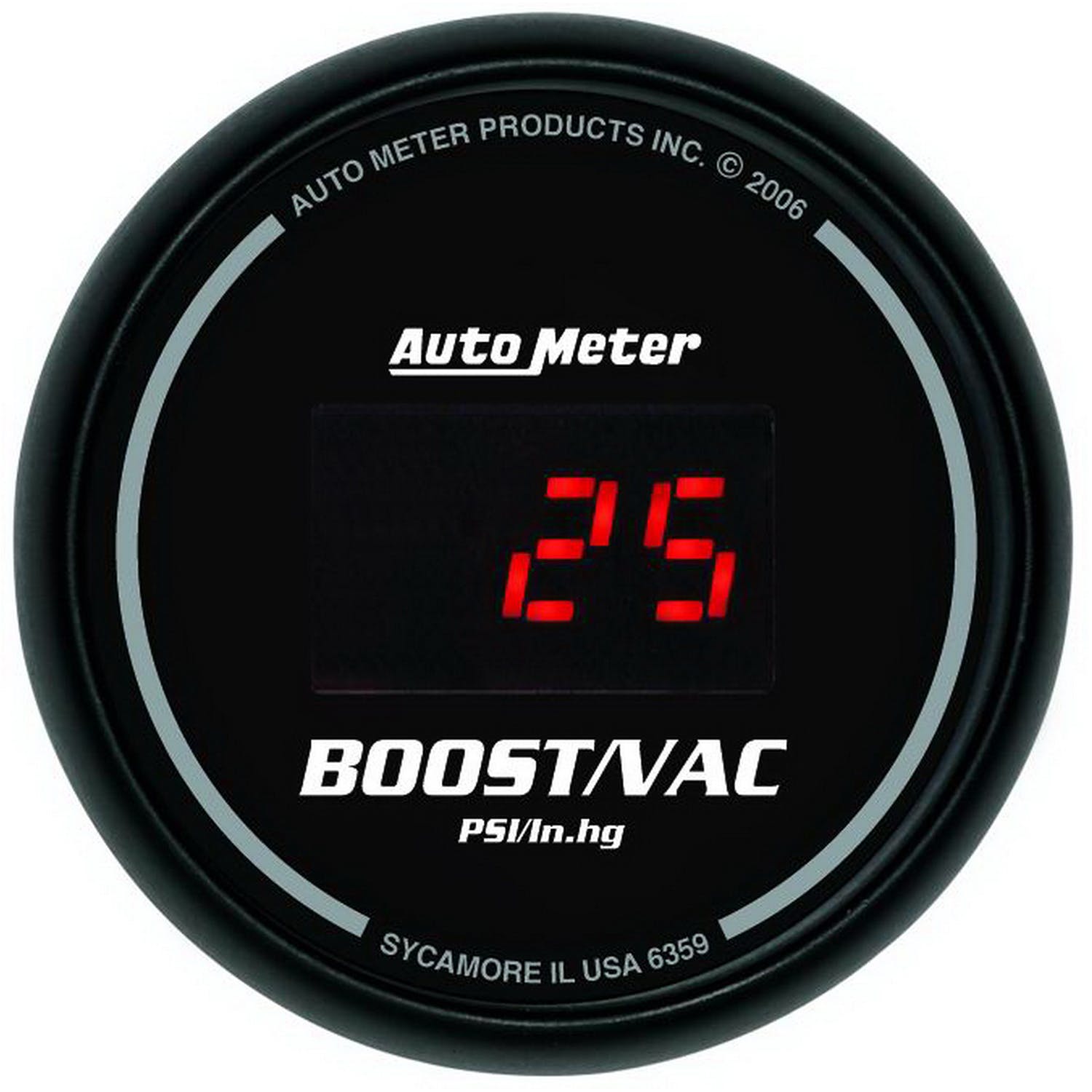 AutoMeter Products 6359 2-1/16in Boost-Vac, 30/30 Digital Black