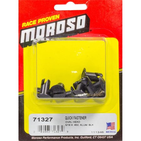 Moroso 71327 5/16 Slotted Oval-Head Quick Fasteners (Black-Aluminum/.450-Short/10pk)