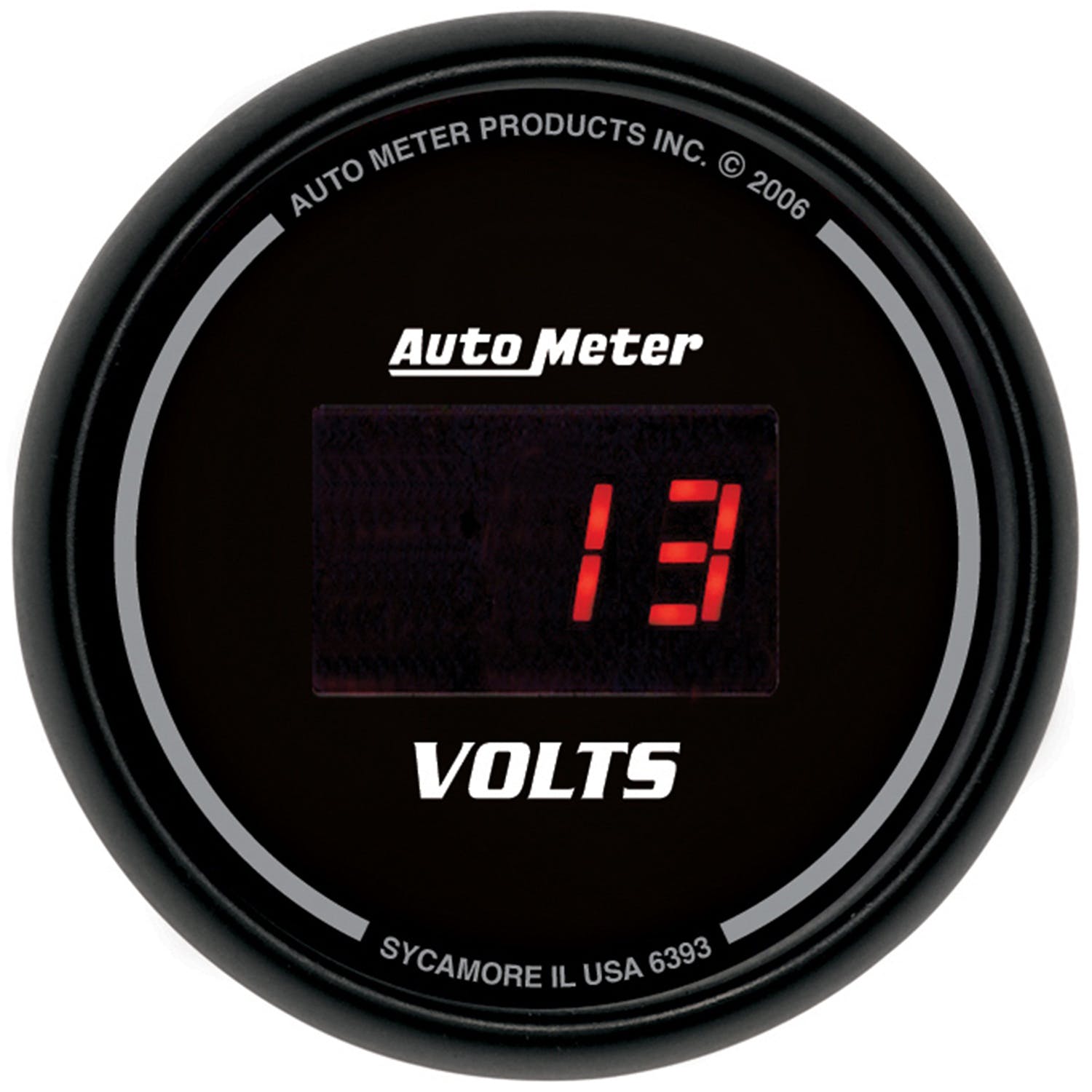 AutoMeter Products 6393 Gauge; Voltmeter; 2 1/16in.; 18V; Digital; Black Dial w/Red LED