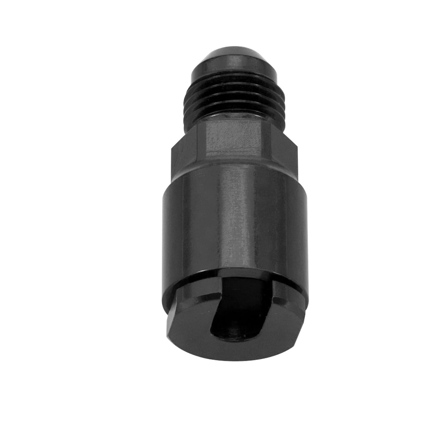Russell 641303 EFI fuel fitting; 6-AN male to 1/4 inch female quick connect; black finish