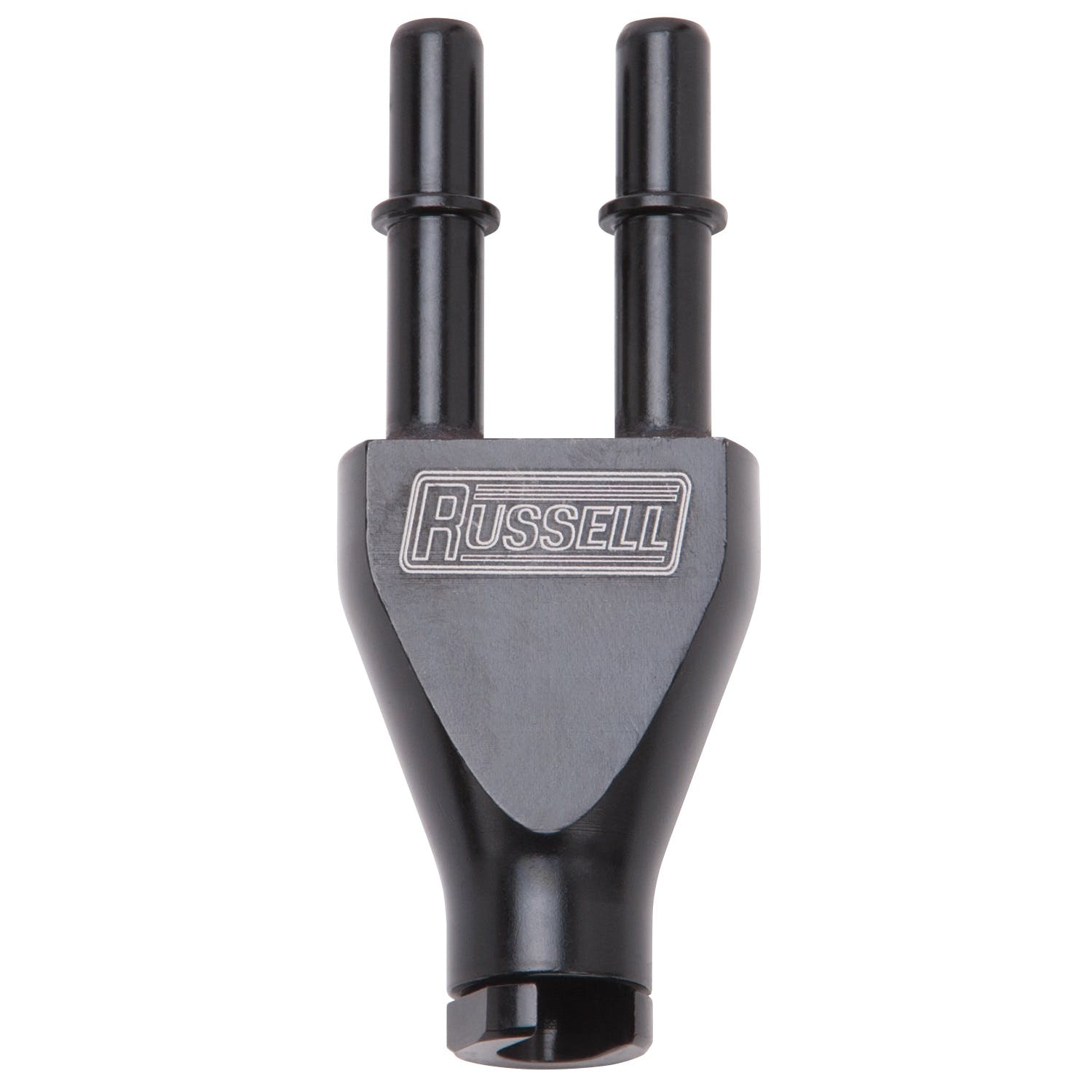 Russell 644163 Y-block adapter. 3/8 inch SAE quick disconnect female to 2X 3/8 inch SAE QD male. B