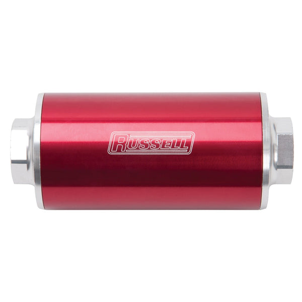 Russell 649261 Fuel filter, Profilter, 6” long, 60 Micron, #10 AN Inlet/#10 AN Outlet, Red