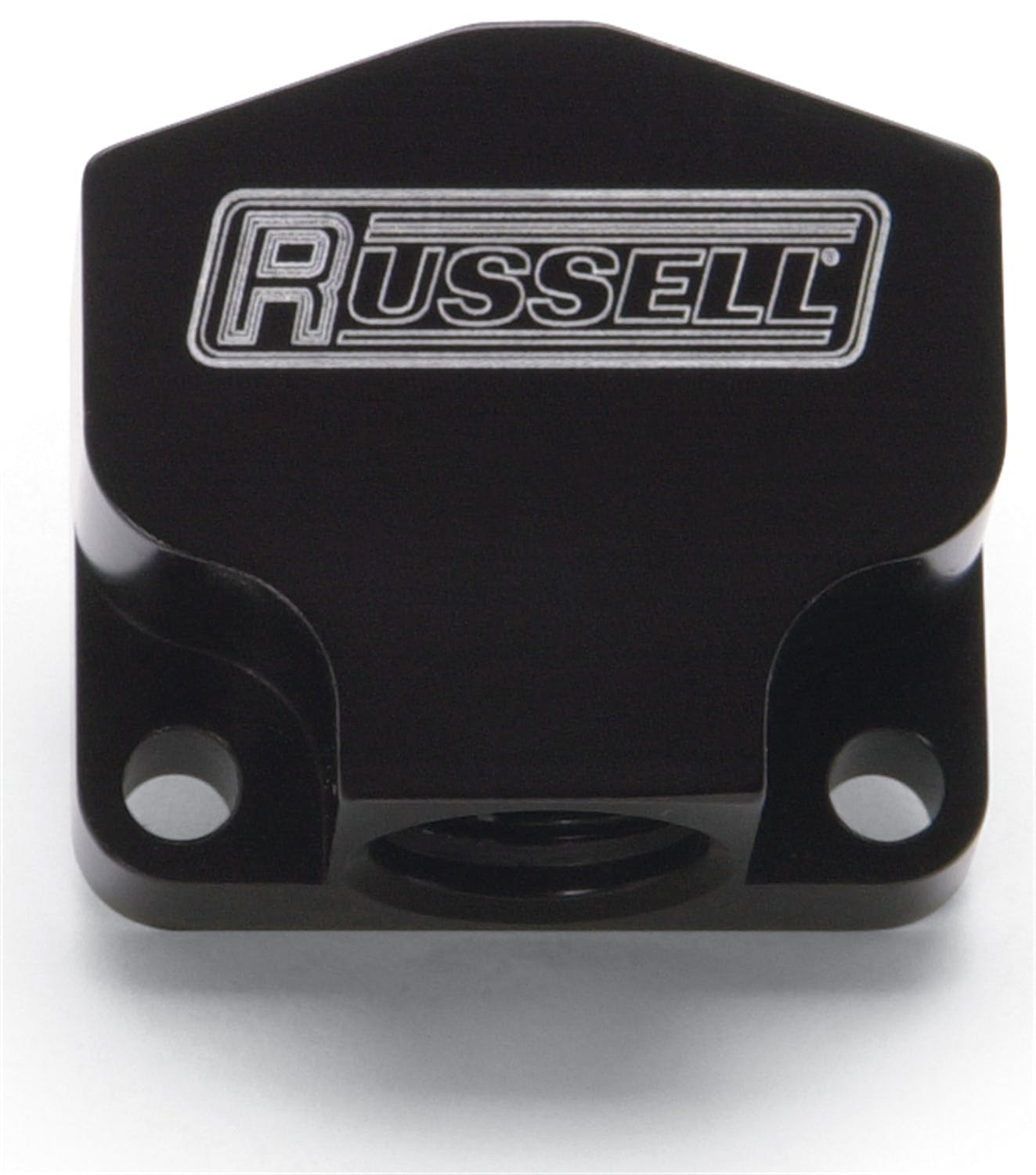 Russell 650413 Billet Y-Block. #10 AN inlet and #8 outlet. Black anodized.