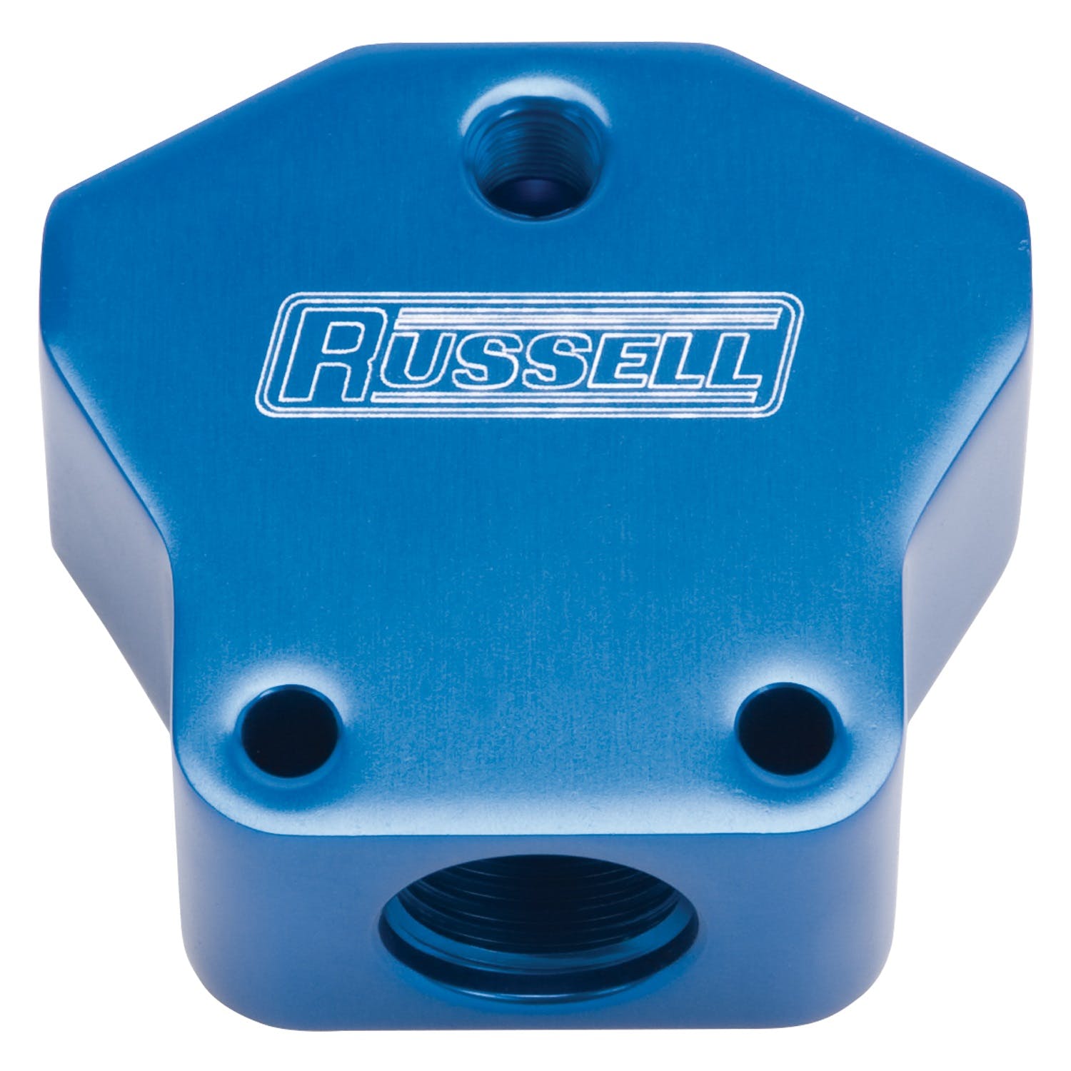 Russell 650420 Blue Anodized Billet Y Block With -10 Inlet And -10 Outlet