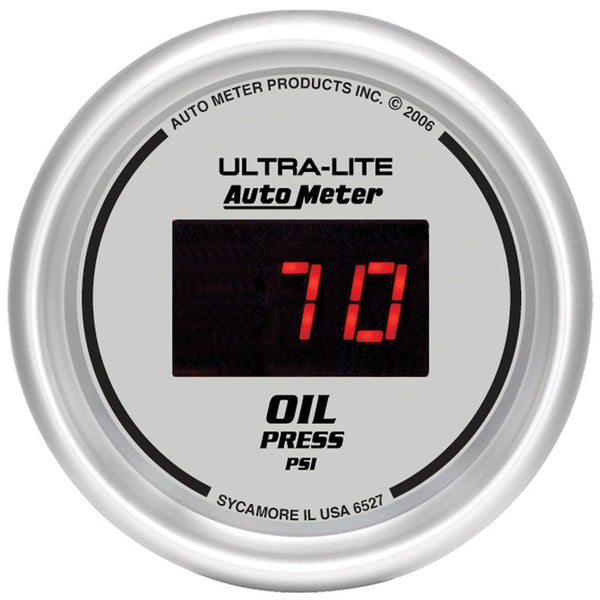 AutoMeter Products 6527 2-1/16in Oil Press, 0-100 PSI - Digital Silver