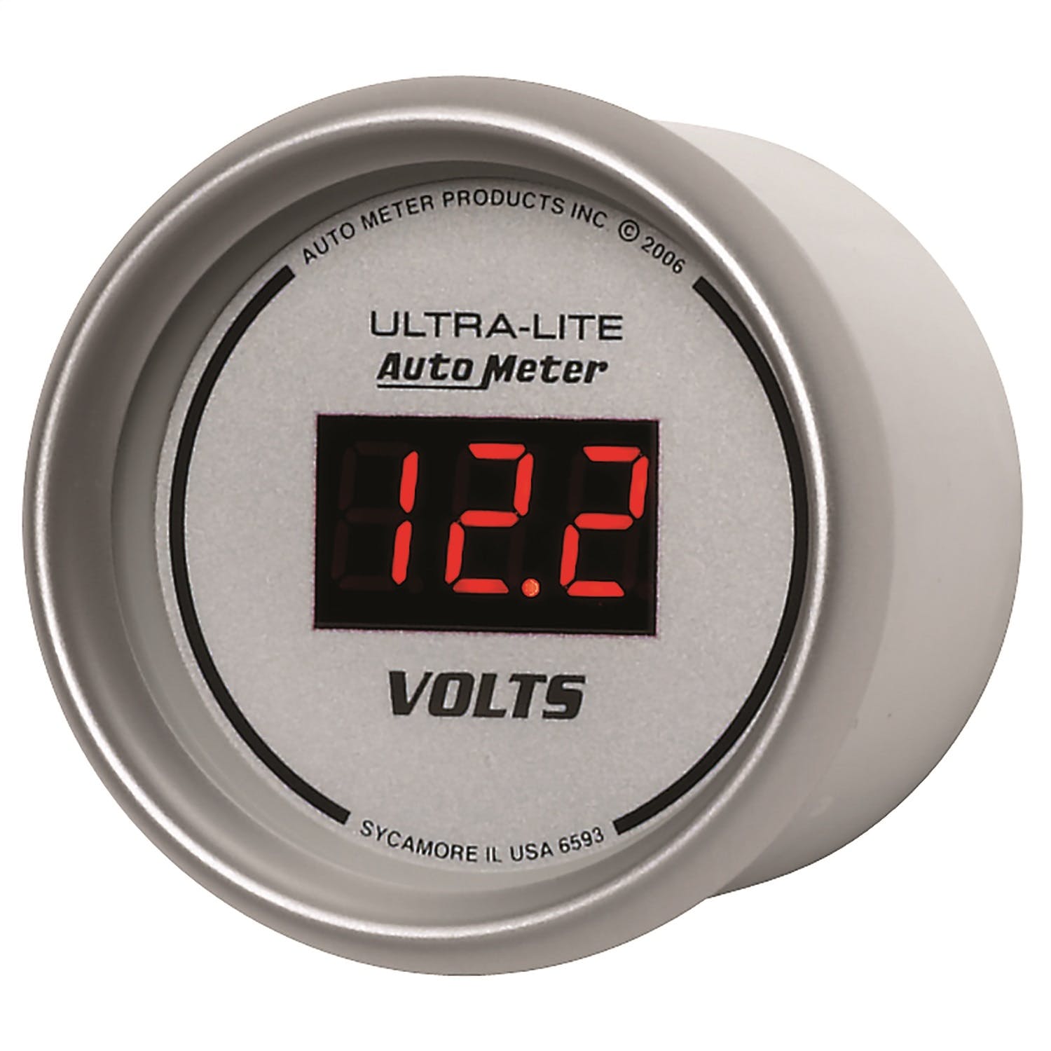 AutoMeter Products 6593 Gauge; Voltmeter; 2 1/16in.; 18V; Digital; Silver Dial w/Red LED
