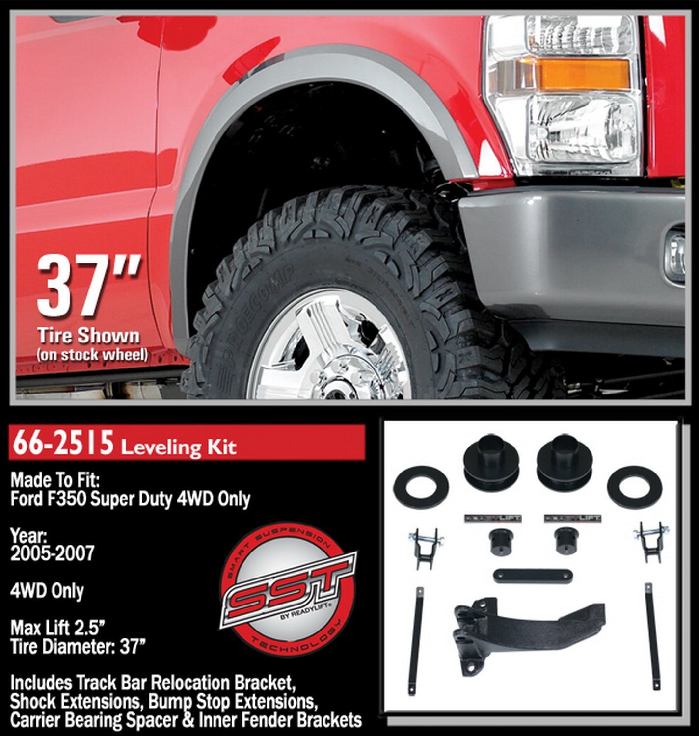 ReadyLIFT 66-2515 2.5" Front Suspension Leveling Kit with Track Bar Bracket